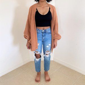 FOREVER 21 - Oversized Knit Cardigan, Camel Colored, Small